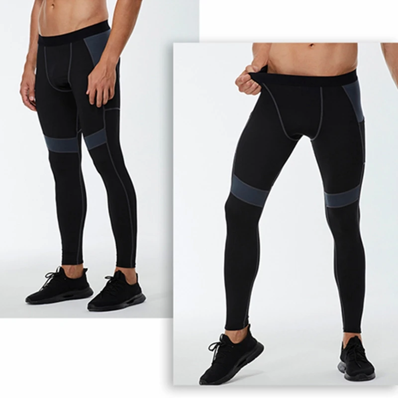 Compression Pants Men Running Tights With Pocket Basketball Gym Fitness Legging Workout Elastic Waist Trousers Men Training Wear
