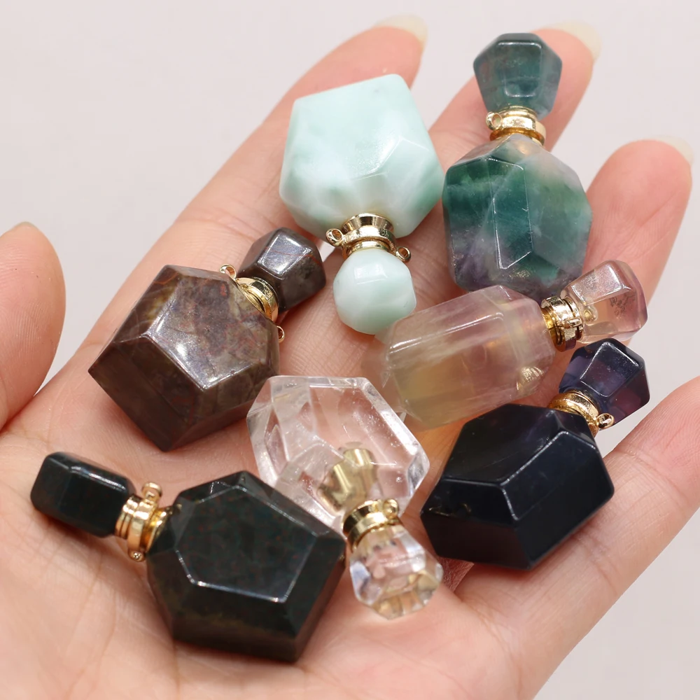 

yachu Trendy Crystal Perfume Bottle Pendants Natural Stone Vial Jewelry for Women Handmade Reiki Heal Necklace Gifts