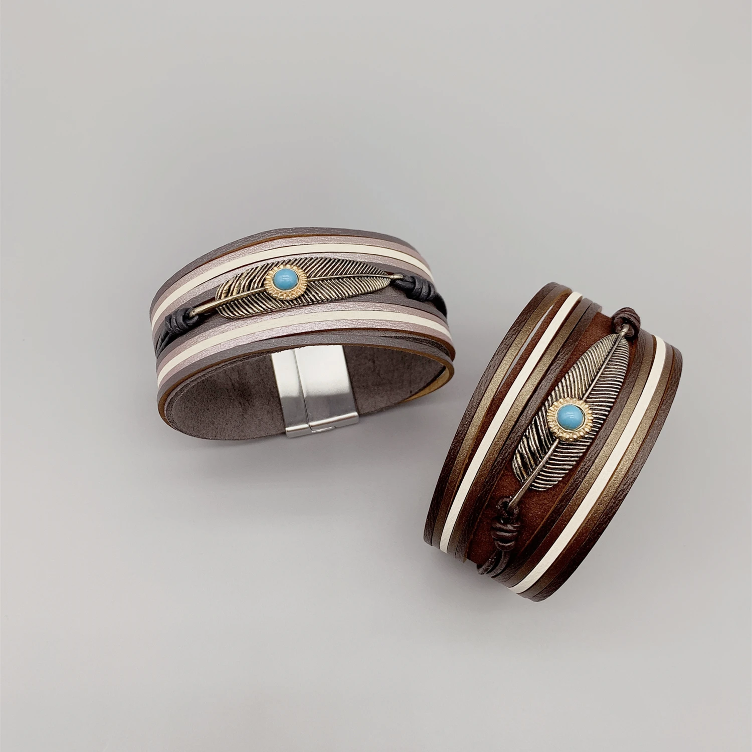 Браслет из натуральной кожи FoLisaUnique для женщин подарок девочек античное серебро