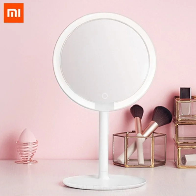 

Newest Xiaomi mijia Makeup Mirror Desktop LED Lighted Portable Type-C Charging Touch Screen Adjustable Mirrors Brightness