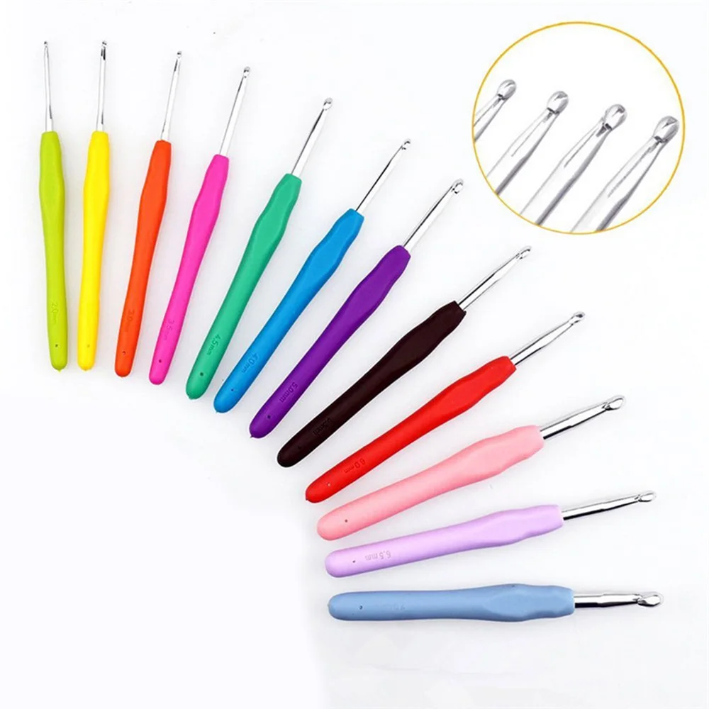 14 шт. набор спиц для вязания с алюминиевой ручкой|Швейные инструменты и