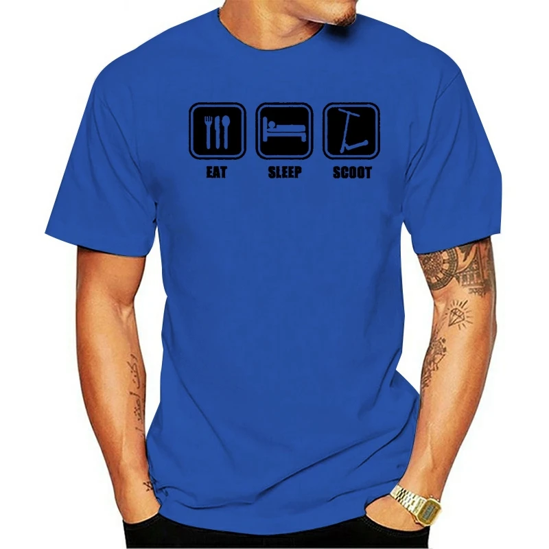 

Roupas De Marca Comer Sono Scoot Empurrar dublê Scooter engraçadomasculina algodão Manga Curtatopo 2021 Fashion T-shirt