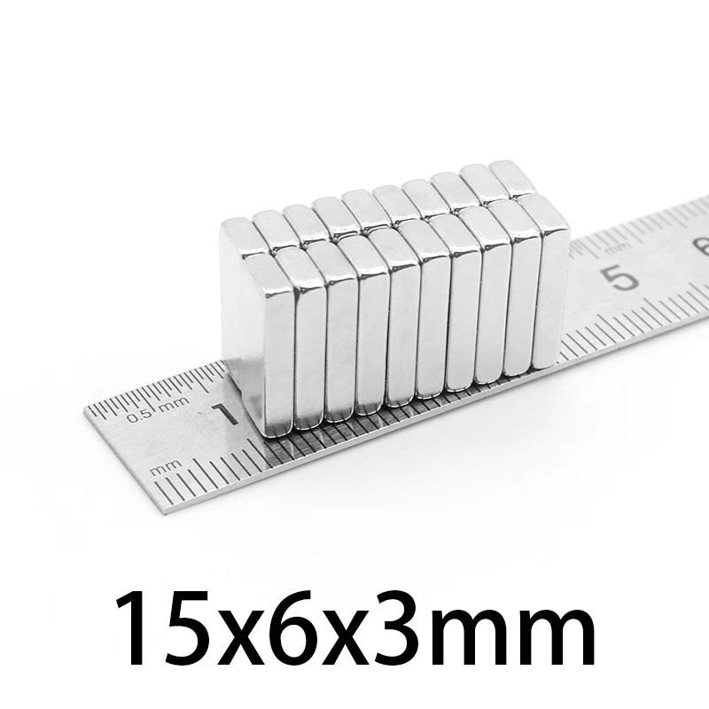 

10-100PCS 15x6x3mm Strong Rare Earth Magnet Block N35 Powerful Magnetic Magnet Sheet 15*6*3mm Permanent Neodymium Magnets 15*6*3
