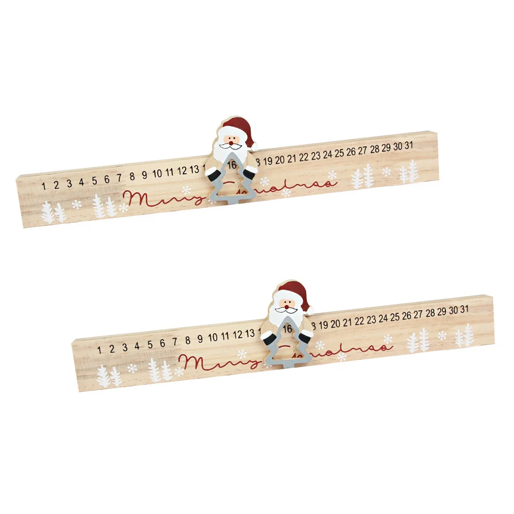 

2pcs Creative Christmas Wooden Countdown Calendars Xmas Ruler Calendar