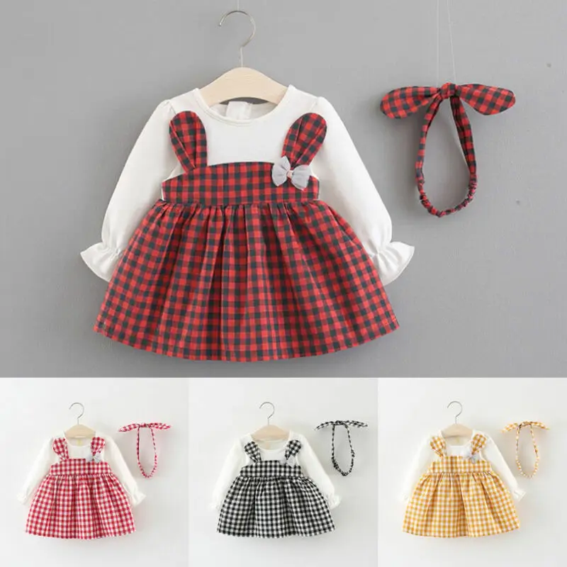 Платье с заячьими ушками для маленьких девочек платье длинными рукавами и бантом