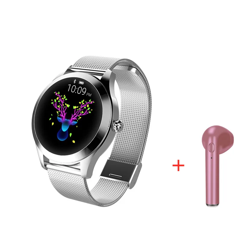 add headset KW10 Smartwatch IP68 Водонепроницаемый Bluetooth 4,0 сердечного ритма женские Смарт-часы для ios и Android huawei xiaomi телефон pk K88H - Цвет: add headset