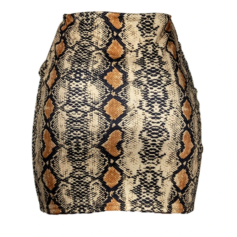 Женская Мини-Юбка Со Змеиным Принтом Короткая Облегающая Юбка-Карандаш С Высокой