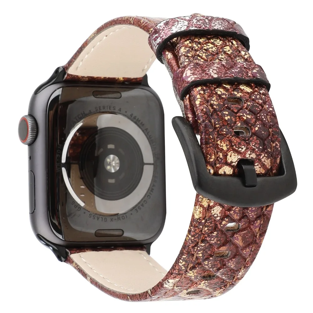 Ремешок Змеиный в стиле ретро для Apple Watch Band Series 4 3 2 1 кожаный сменный Браслет iWatch 44