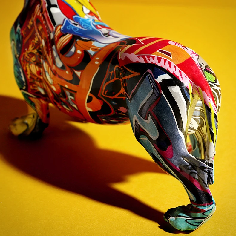 

Creative Desk Ornaments Home Decor Modern Painted Colorful Dachshund Dog Decoration Wine Cabinet Office Decor Desktop Crafts