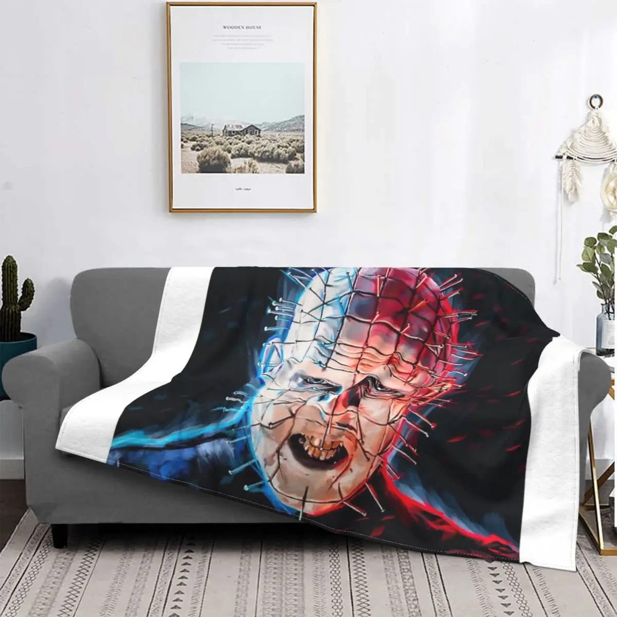 

Pinhead-Manta Hellraiser para cama, colcha a cuadros, manta de verano de 90, 220x240