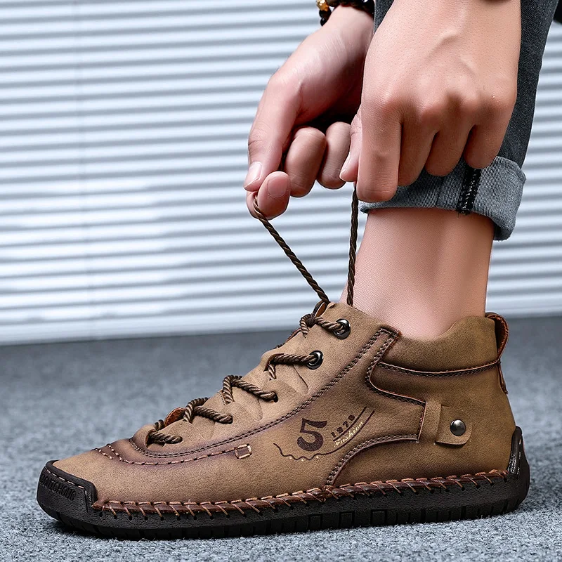 UEXIA мужские зимние ботинки с мехом теплые модная мужская обувь кожаные ботильоны