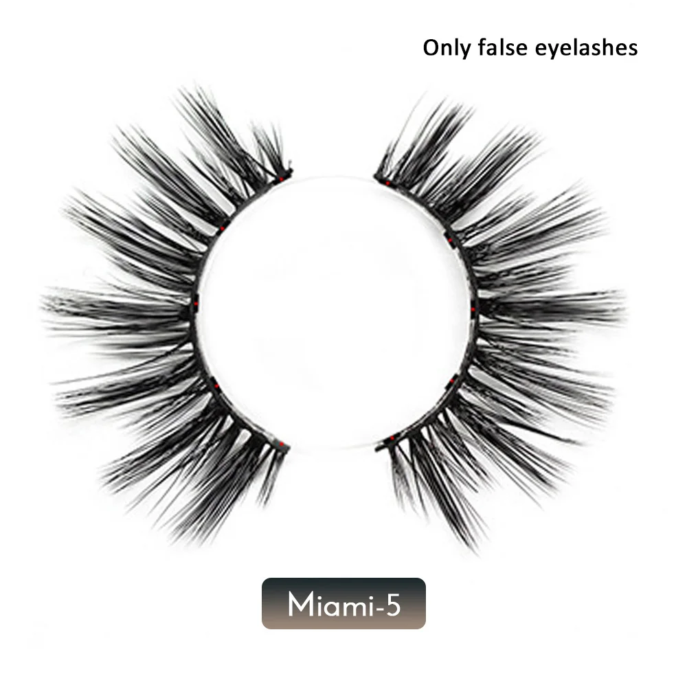 Miami 5 Magnetic Eyelashes natural False Eyelashes Magnet Lashes Magnetic Liquid Eyeliner& Magnetic False Eyelashes& Tweezer Set - Цвет: Miami