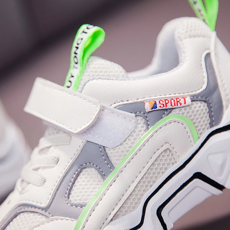 Осенняя Новая модная детская мягкая дышащая сетчатая спортивная обувь для