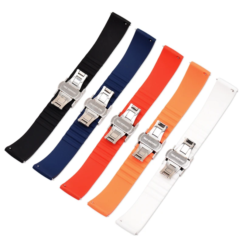 Flat Interface Universal Silicone Rubber Straps  For Samsung S2 S3 Huawei Watch 14 16mm 18mm 20mm 22mm Quick Release Watch Bands