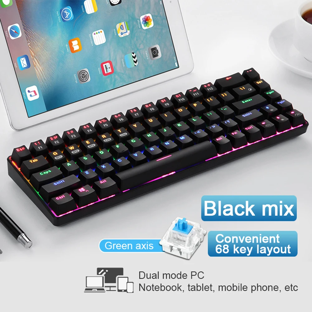 

New Mechanical Keyboard 68-Key Multi Device 3 Mode Bluetooth + 2.4GHz Wireless + Wired Keyboard for Desktop Laptop Computer PC