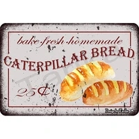 bigyak caterpillar bread bake fresh homemade retro look metal 20x30 cm decoration crafts sign for home kitchen bathroom