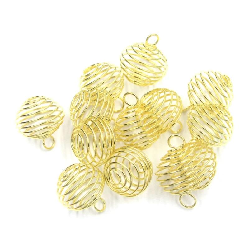 

30Pcs Handmade Spiral Bead Hollow Cages Stone Holder Necklace Cage Charms Pendants Kit Findings Jewelry Making 3 Sizes D55D