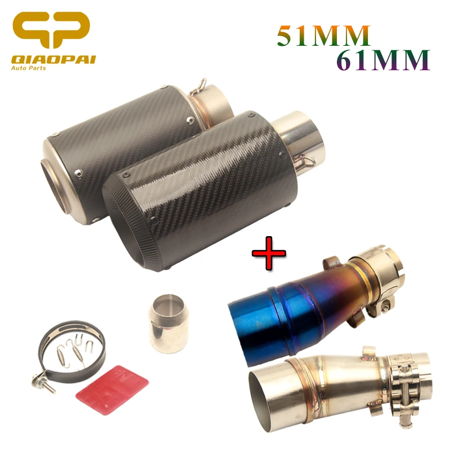 

Motorcycle Exhaust Pipe 51MM 61MM Stainless Steel Exhaust Muffler Escape For Kawasaki Z250 Z300 Ninja 250R Ninja 250 Ninja 300