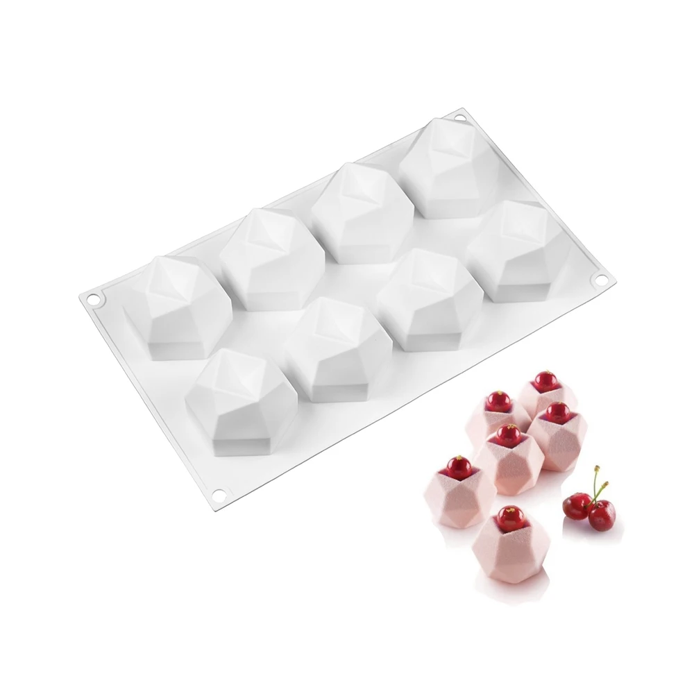 

New Polyhedral Silicone Mousse Cake Mold Creative Cherry Geometric Solid Cake Mould DIY Bread Oven Tray Reusable Baking Tools