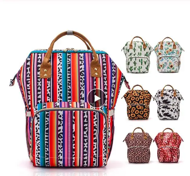 Рюкзак для детских подгузников lequeen вместительная сумка мам с принтом подсолнуха