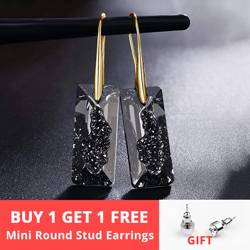 Женские серьги-подвески с черными кристаллами Сваровски Винтажные висячие