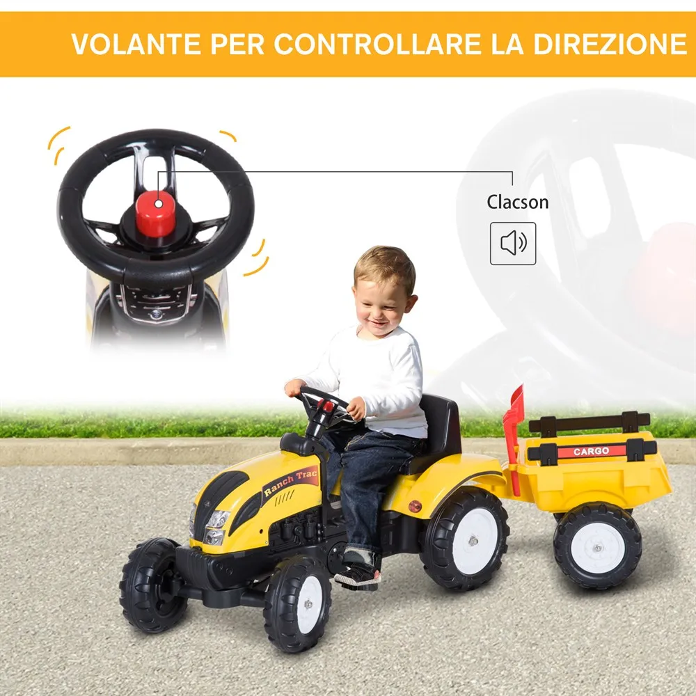 HOMCOM Pedal Tractor with Trailer 123 × 42 51 cm | Игрушки и хобби