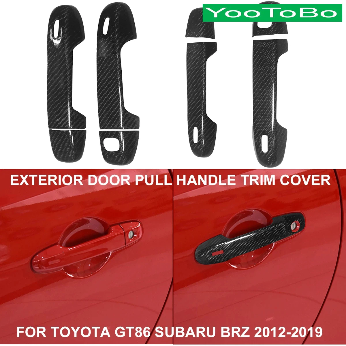 

LHD RHD Car Styling Real Carbon Fiber Outer Door Pull Handle Exterior Cover Trim Panel Sticker For Toyota GT86 Subaru BRZ 12-19