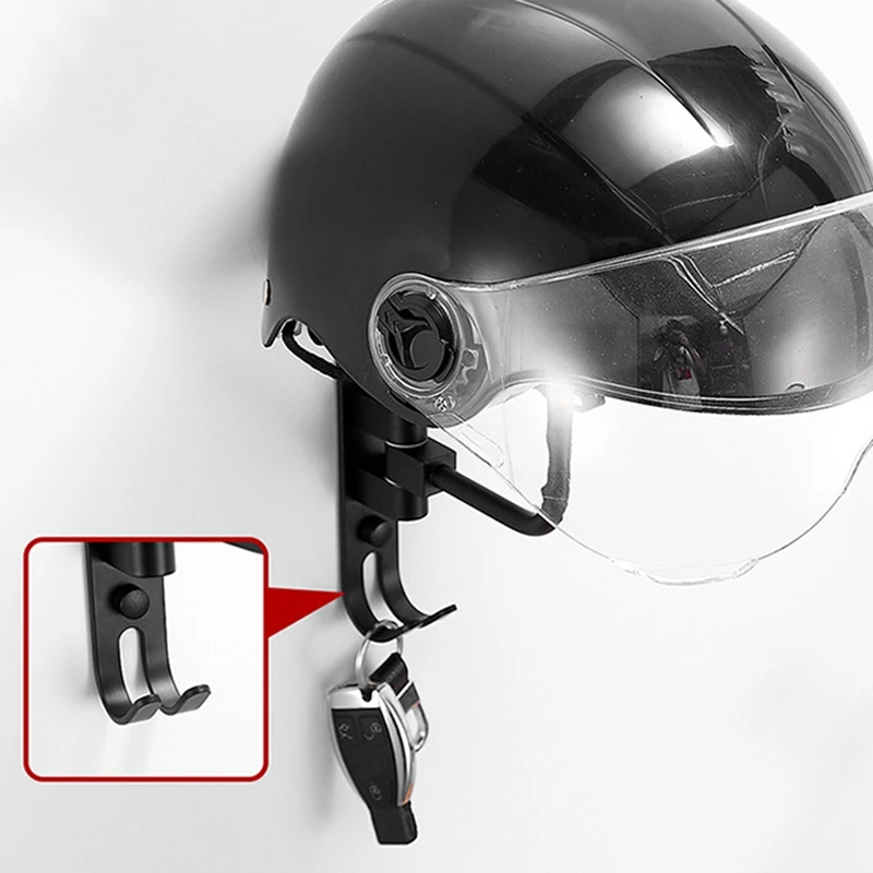 

180 Degree Rotation Wall Mounted Helmet Stand Space Aluminum Vintage Hat Holder Hook For Coats Motorcycle Hats Jacket