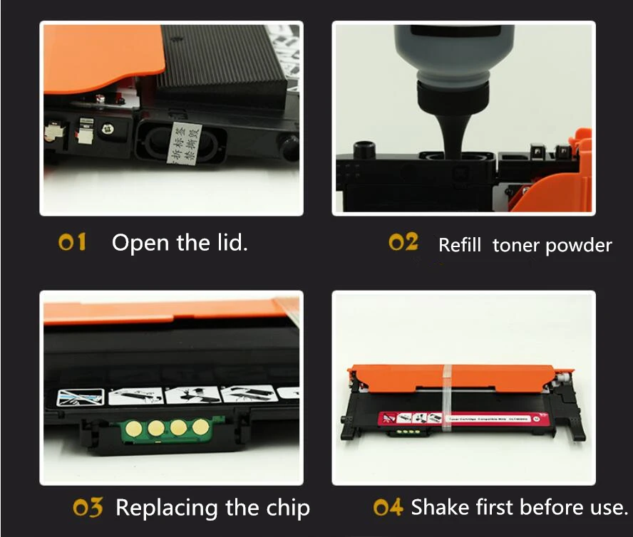 

(Toner Powder + Chip) Compatible for Samsung 3305W 3306FN CLP-360 365 365W 366W CLX-3305 Laser Printer CLT-K406S K406S Clt406s