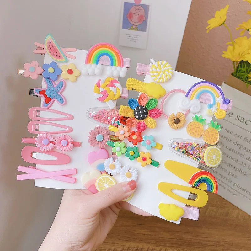 

14PCS/Set New Girls Cute Cartoon Ice Cream Unicorn Hair Clips Kids Lovely Hairpins Headband Barrettes Fashion Hair Accessories