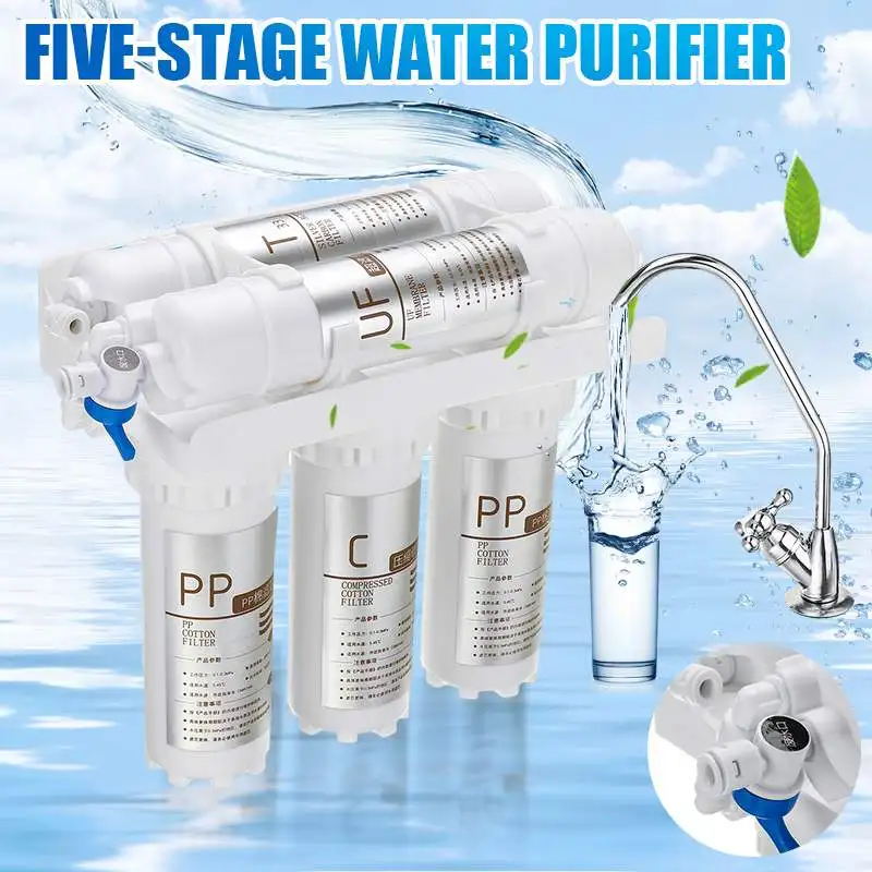 New 3+2 Ultrafiltration Drinking Water Filter System Home Kitchen Water Purifier With Faucet Tap Water Filter Cartridge Kits