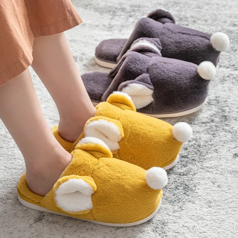 

Girl mouse cartoon slippers indoor warm cute animal shoes female winter household rabbit slippers cute and comfortable
