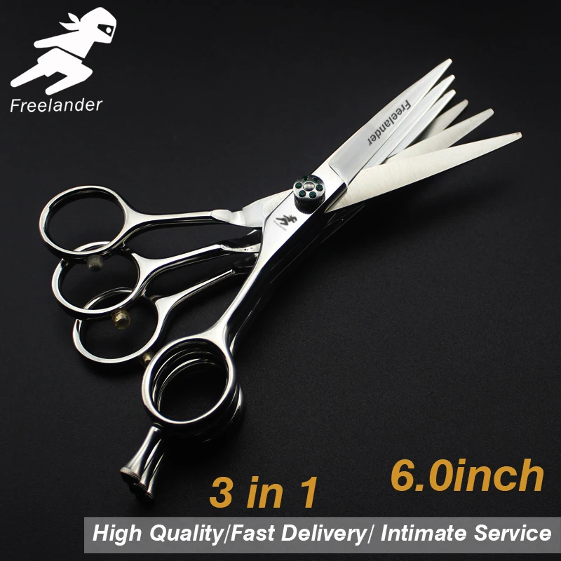 3 In 1  6.0 Inch Sale Silver Japanese Hair Scissors Cheap Hairdressing Scissors Thinning Shears Hairdresser Shaver Haircut