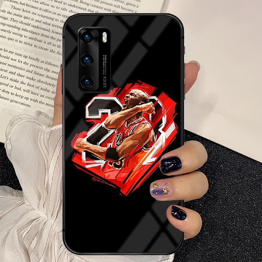 

Jordans Basketball Phone Tempered Glass Case Cover For Huawei P Nova Mate 5T 20 30 40 E Pro Lite Smart 2019 2021 Black Tpu 3D