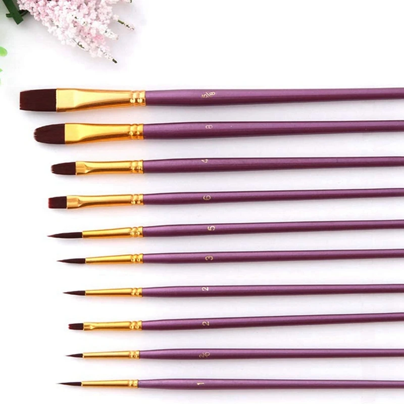 

6PC Dustless Twistable Chalk Non-Toxic Colored Chalk Art Tool & 50 Piece Set Purple Artist Brush Set Nylon Head