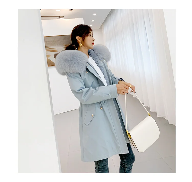 Женская длинная парка с капюшоном теплая Толстая воротником из натурального