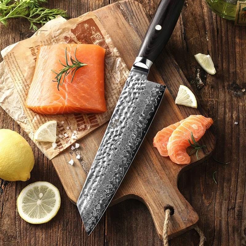 Нож кухонный из дамасской стали Kyokuto 67-слойный V gold 10 8 дюймов