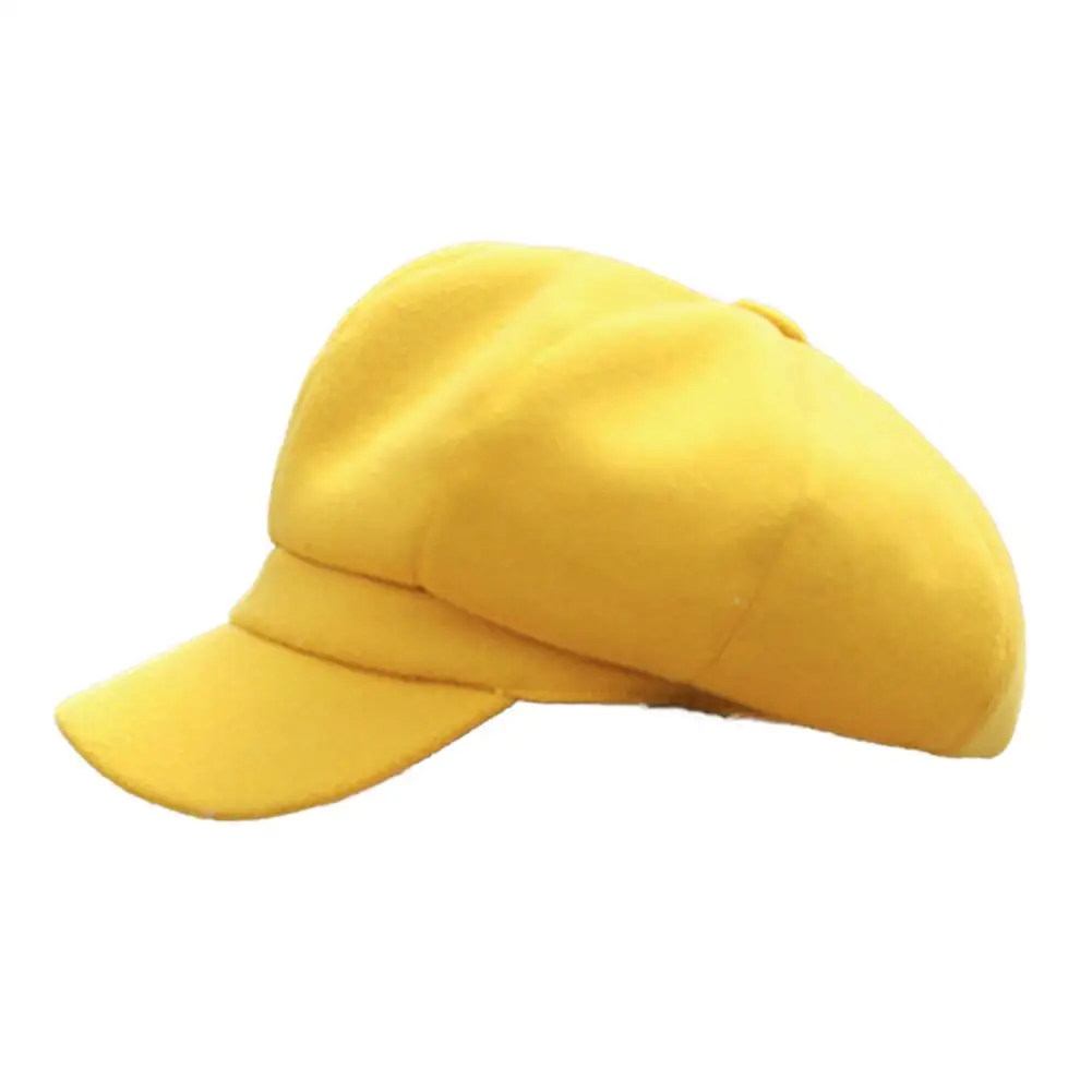 Женская шерстяная восьмиугольная Шляпа новая осенне-зимняя однотонная кепка