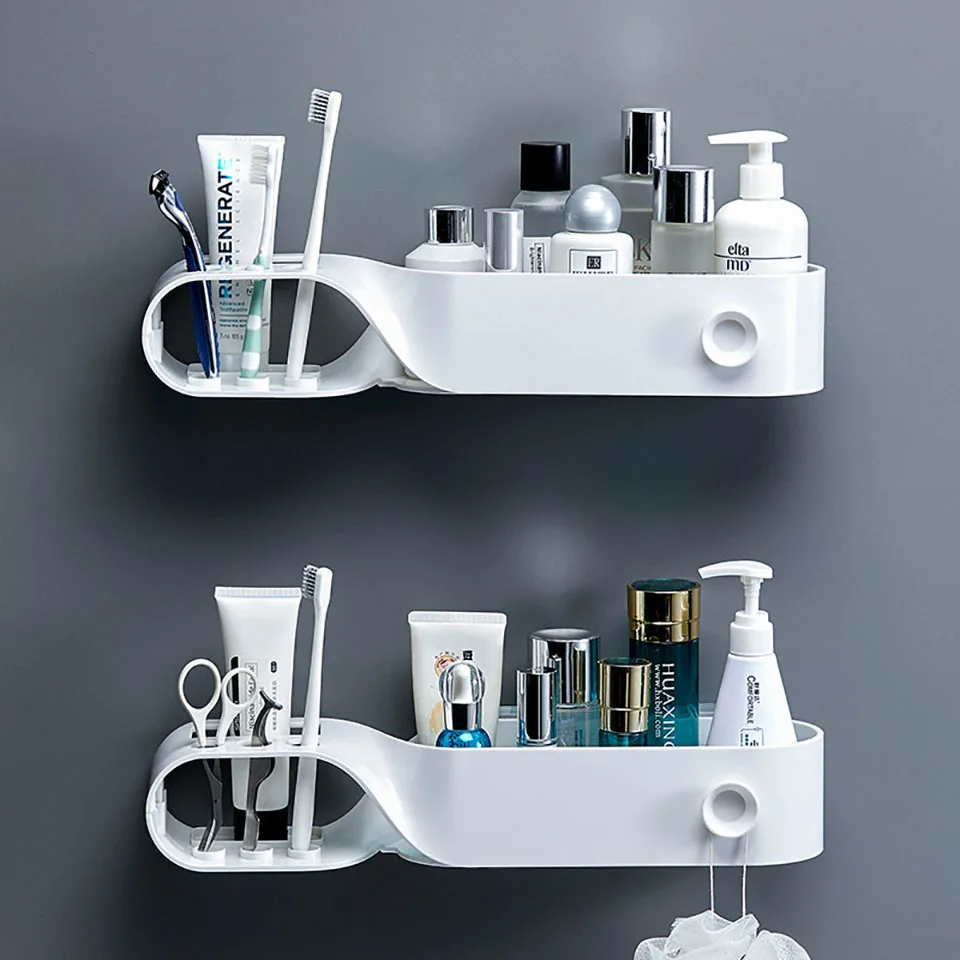 

Punch-free Storage Holder Rack Bathroom Organizer Shampoo Tray Kitchen Seasoning Storage Wall Household Shower Storage Shelf