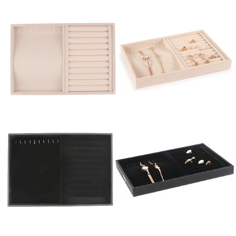 Вельветовый Штабелируемый поднос для ювелирных изделий демонстрационный