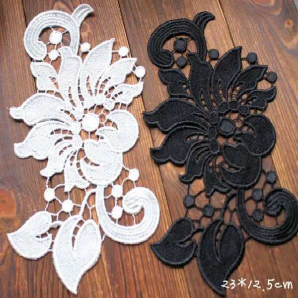

White Black Water Soluble Embroidery Lace Flower Cloth Stickers Clothes Wedding Dress Lace Lace Appliques Sew Patch Scrapbooking