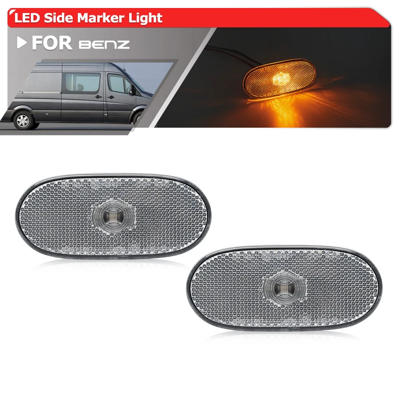 

Для Benz W906 Sprinter 2006-2018 Для VW Crafter 2E 2F 2006-2016, светодиодный Янтарный указатель поворота, указатели поворота, боковые габаритные огни