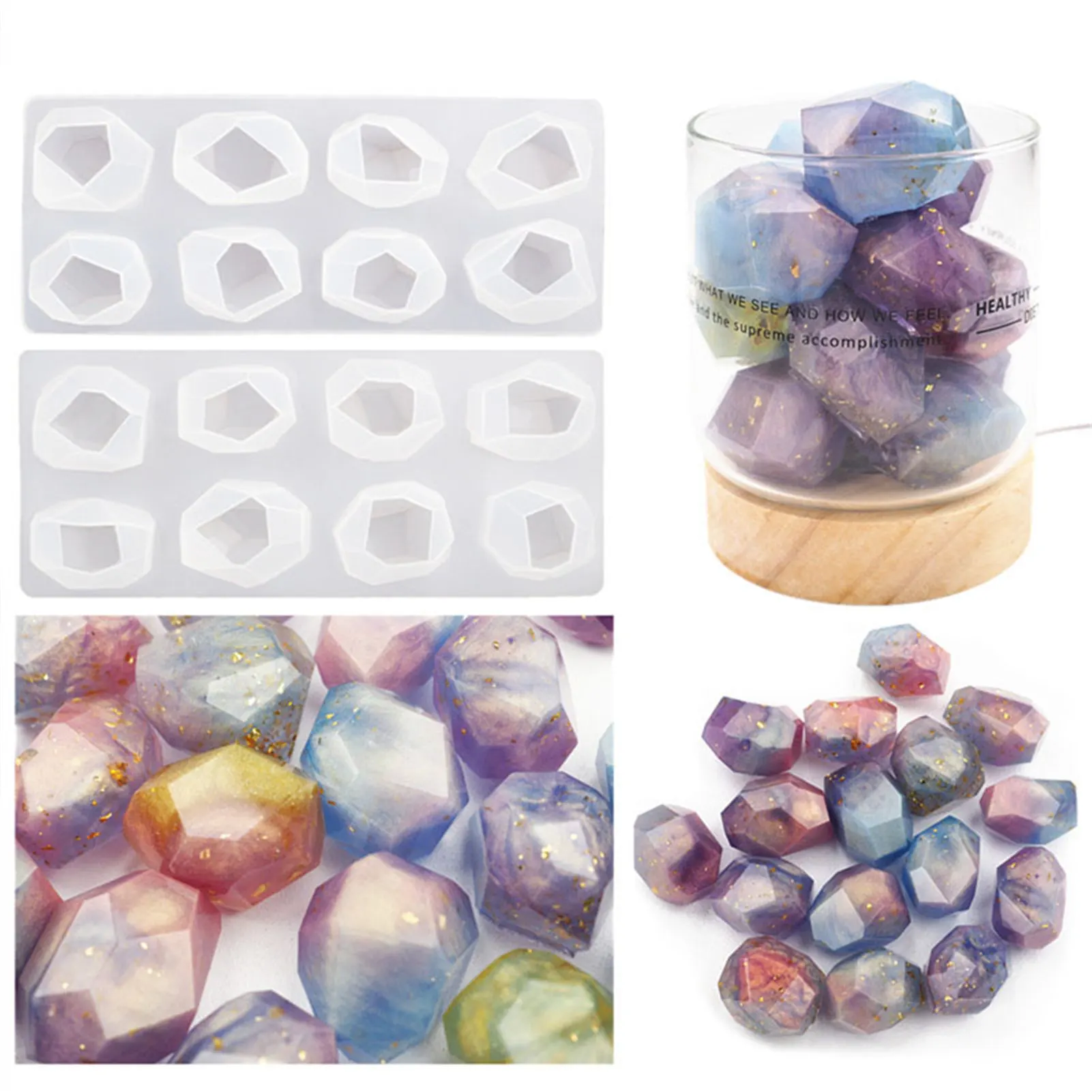 

DIY Resin Epoxy Irregular Geometric Faceted Gemstone Crystal Spar Ore Night Light Mirror Silicone Mold