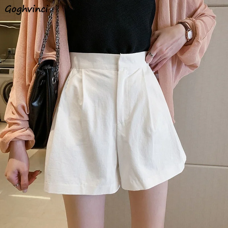 

Шорты женские однотонные повседневные универсальные, свободная одежда с карманами, простая Удобная классическая модная прямая одежда с высокой талией в Корейском стиле, на лето