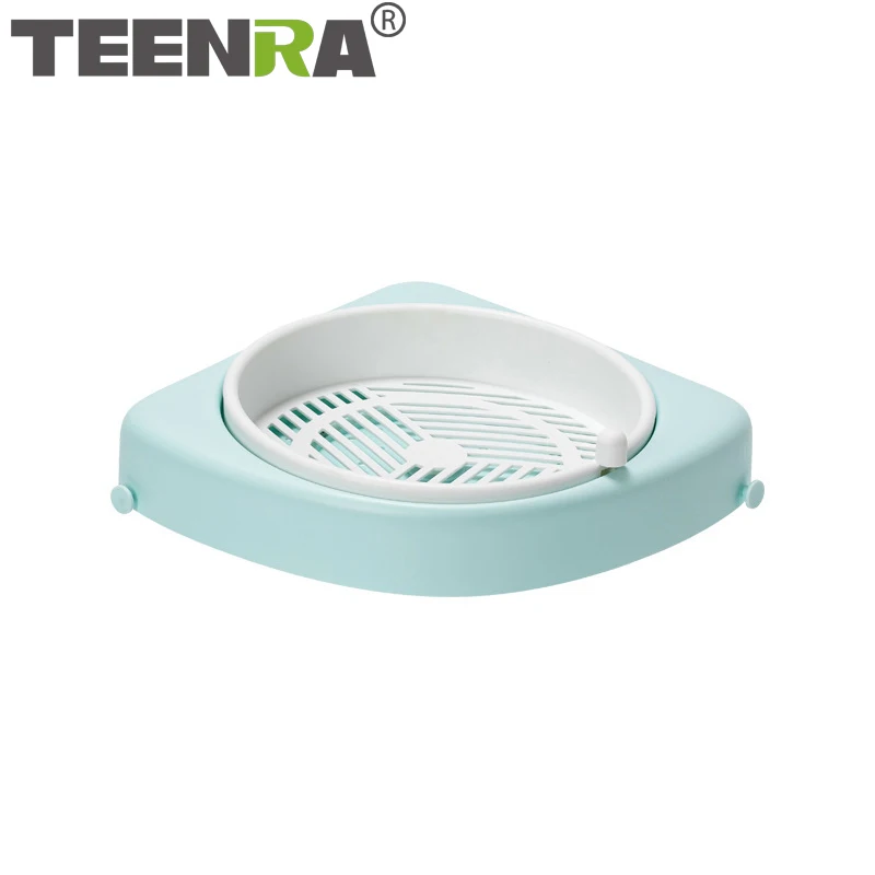 

TEENRA Household Kitchen Bathroom Wall Perforation-Free Rack Rotation Can Drain Corner Rack Household Kitchen Accessories