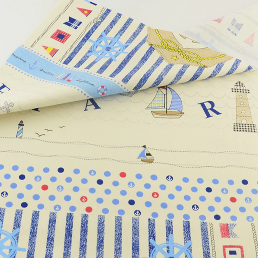 Teramila Sea Theme Cotton Fabric Patchwork Quilting Sewing Cloth Craft Bedding Decoration Fabrics Tissue Home Textile Clothing | Дом и сад