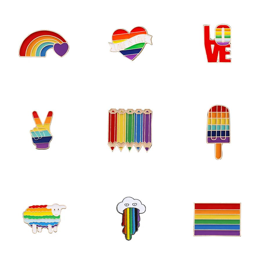

Rainbow Heart Cloud Brooch Pins Creative Yeh Finger Colorful Pencils Sheep Enamel Metal Pin Badge Clothes Denim Jackets Jewelry
