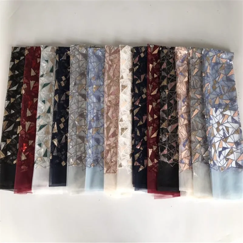 

New African Guipure Lace Fabric High Quality Embroidered French Tulle Mesh Lace Fabric Nigerian sequins For Wedding Dress