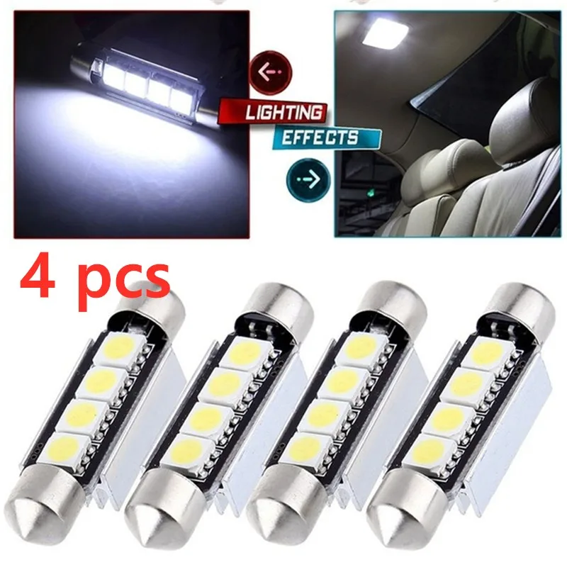 

4 pcs 31mm 36mm 5050 Smd 4 Led Dc 12v Kennzeichenbeleuchtung Innenbeleuchtung Soffitte Lampe Licht