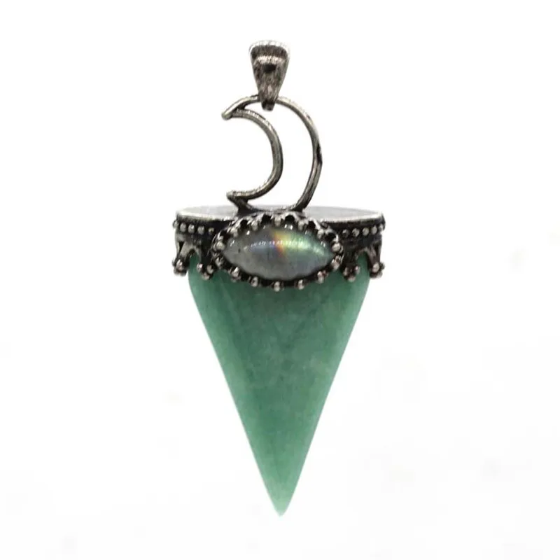 Кулон в форме Луны с покрытием серебром кварцевым тигровым глазом пробы